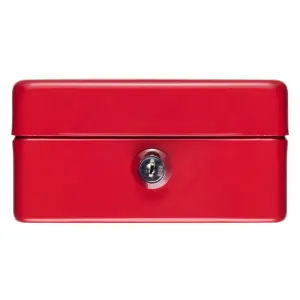 Hardys Metal Cash Box Money Bank Deposit Steel Tin Security Safe Petty Key Lockable - 6" Red