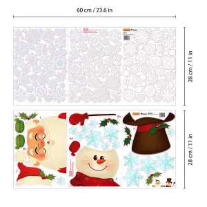 Snowy Santa And Snowman Christmas Wall Stickers Living room DIY Home Decorations