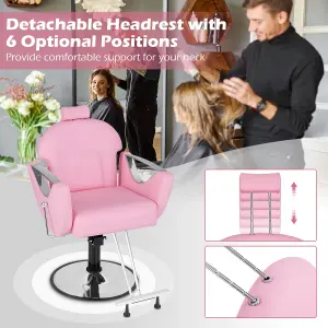 COSTWAY Adjustable Barber Chair 360 Swivel Reclining Salon Chair for Hair Stylist