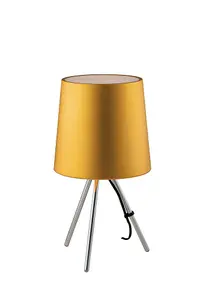 Luminosa MARLEY Table Lamp with Round Tapered Shade Gold, Aluminum Lampshade 25x43.5cm