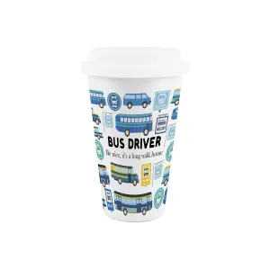 Bus Driver Ceramic Travel Mug - Novelty Public Transport & Driving Themed Gifts - Double-Walled Insulated Hot/Cold Drinks Cup