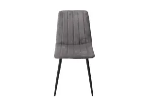 PAIR of Grey straight stitch Aspen dining chairs, black tapered legs