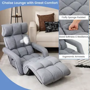 Costway Folding Sofa Chair 6 Positions Adjustable Floor Lazy Chair with Armrest Single Sofa