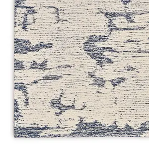 Blue Abstract Handmade Luxurious Modern Wool Rug For Bedroom & Living Room-259cm X 351cm