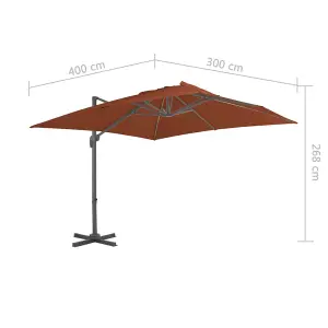 Berkfield Cantilever Umbrella with Aluminium Pole Terracotta 400x300 cm