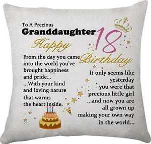 Hasodeo Granddaughter 18th Birthday Gifts Cushion Cover Pillow Cover From Grandma Inspirational 18th Birthday Throw Pillow Cover For Granddaughter