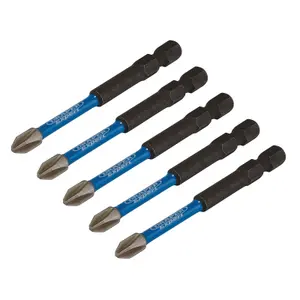 Draper Expert Cross Slot/PH Type Impact Screwdriver Bits, No.2 x 75mm, 1/4" Hex (Pack of 5) 05676