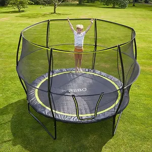 Rebo 10ft Base Jump Trampoline With Halo II Enclosure