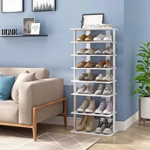 7 Tiers White Vertical Household Space Saving Shoe Rack Entryway Shoe Storage Shelf Unit