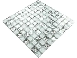 Glass mosaic on mesh for bathroom or kitchen 300mm x 300mm - Titanic