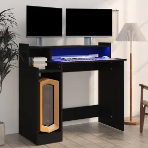 Berkfield Desk with LED Lights Black 97x45x90 cm Engineered Wood