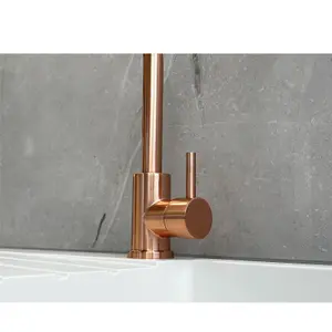 Liquida W06CP Swan Neck Monobloc Single Lever Copper Kitchen Mixer Tap