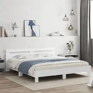 Berkfield Bed Frame with LED without Mattress White 160x200 cm