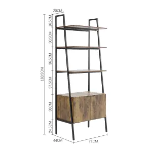 Wooden 4-Tier Ladder Shelf with Storage Cabinet