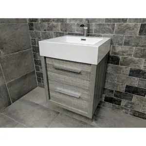 Walker 600mm Single Bathroom Vanity with Integrated Resin Basin Grey Ash