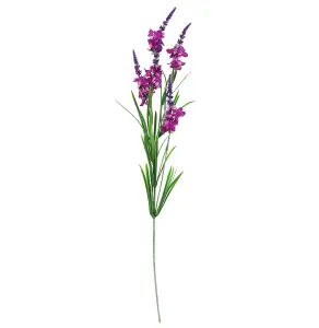 80cm Artificial Pink Carnation and Larkspur Glass Vase