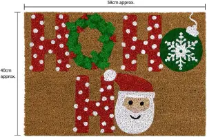 MantraRaj Festive Christmas Latex Backed Coir Doormat 40x58cm Christmas Decorative Santa Carpet Door Mat