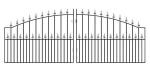 SAXA Spear Top Arched Metal Driveway Gate 3353mm GAP x 1245mm High SAZP22