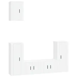 Berkfield 5 Piece TV Cabinet Set High Gloss White Engineered Wood