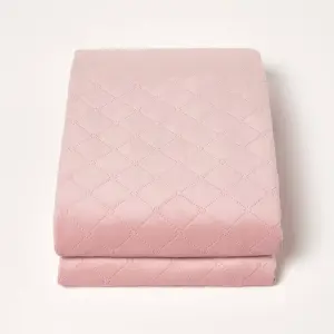 Homescapes Diamond Quilted Pink Velvet Throw