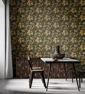 Hoopla Walls Lily Ogee Black Smooth Matt Wallpaper