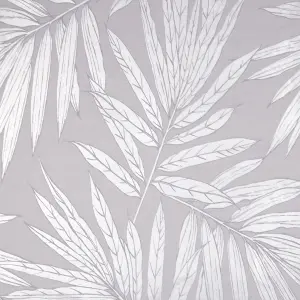 GoodHome Loroco Grey Silver effect Leaves Textured Wallpaper Sample