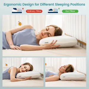 Costway 2 Pcs Gel Memory Foam Pillow Set 3D Cutting Air Flow Cooling Pillows