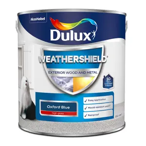 Dulux Weathershield Oxford blue Gloss Exterior Metal & wood paint, 2.5L