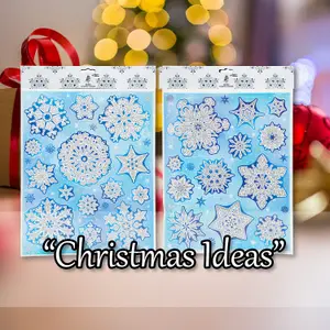 Christmas Stickers Glitter Snowflake 1 x Varied Design 42cm x 30cm Blue