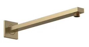 Rectangular Wall Mount Shower Arm - Brushed Brass - 360mm