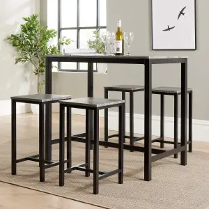 Home Source Nicosia Grey Table and Bar Stool Set