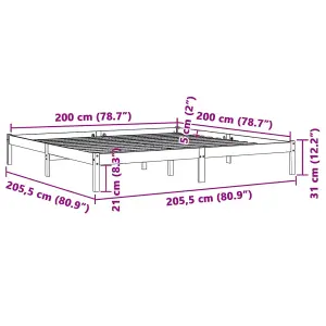 Berkfield Bed Frame without Mattress Wax Brown 200x200 cm Solid Wood Pine