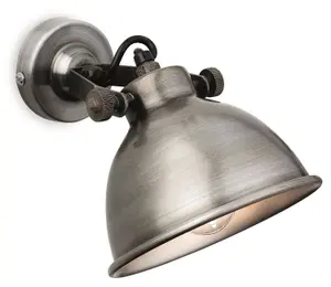 Luminosa Mantis 1 Light Indoor Dome Wall Light Antique Silver, E14