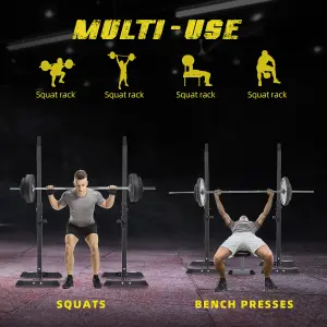 HOMCOM Power Rack Weight Stand Bar Barbell Squat Stand Spotter, for Home Workout