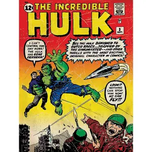 Hulk Flying Canvas Print Multicoloured (80cm x 60cm)