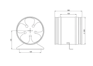 Metal Inline Extractor Fan 200mm / 8" with Fitting Bracket Duct