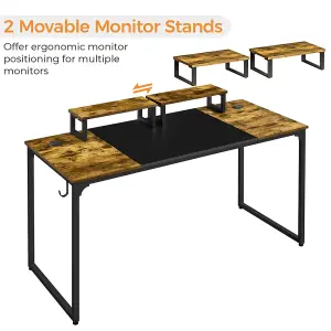 Yaheetech Rustic Brown Computer Desk with 2 Desk Grommets