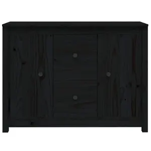 Torres 100Cm 2 Drawer Solid Wood Highboard Black