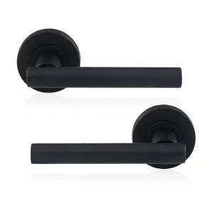 XFORT Matt Black Liberty Lever On Rose Door Handles, Door Handles 1 pair