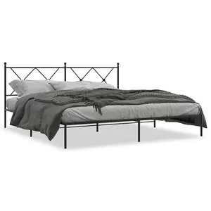 Berkfield Metal Bed Frame without Mattress with Headboard Black 183x213cm