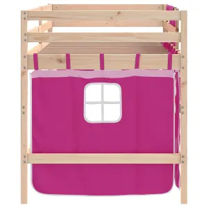 Berkfield Kids' Loft Bed with Curtains without Mattress Pink 90x190cm