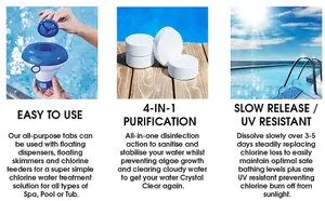 Crystal Clear Multifunction Chlorine Tablets for Hot Tub Spa and Swimming Pools