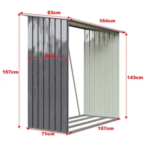 5 x 2 ft Grey Metal Log Storage Shed Firewood Rack Outdoor Log Store