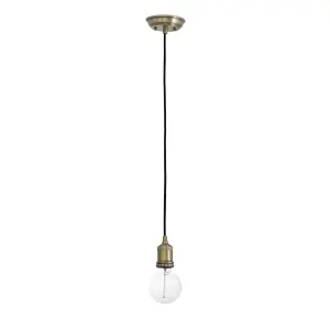 Luminosa Art 1 Light Ceiling Pendant Antique Brass, E27