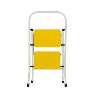 2 Step Folding Step Ladder Yellow/White