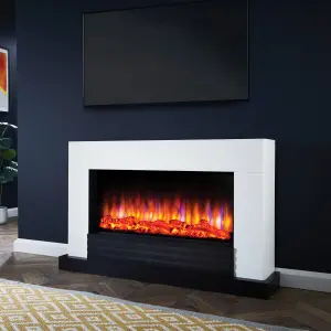 Suncrest Raby White MDF & stainless steel Freestanding Electric fire suite