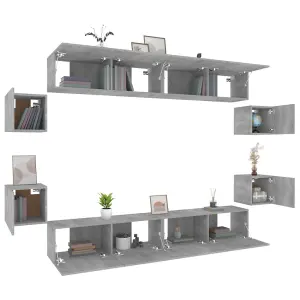 Berkfield 8 Piece TV Cabinet Set Grey Sonoma Engineered Wood