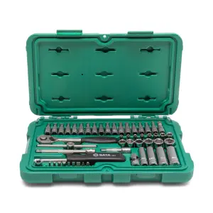 Sata 52Pc 1/4 Drive 6 Point Metric Socket Set Ratchet With Quick Release