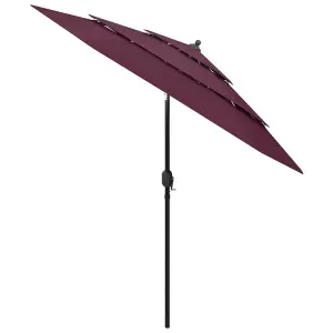 Berkfield 3-Tier Parasol with Aluminium Pole Bordeaux Red 2.5 m