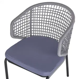 Set of 2 Garden Chairs with Cushions PALMI Metal Grey